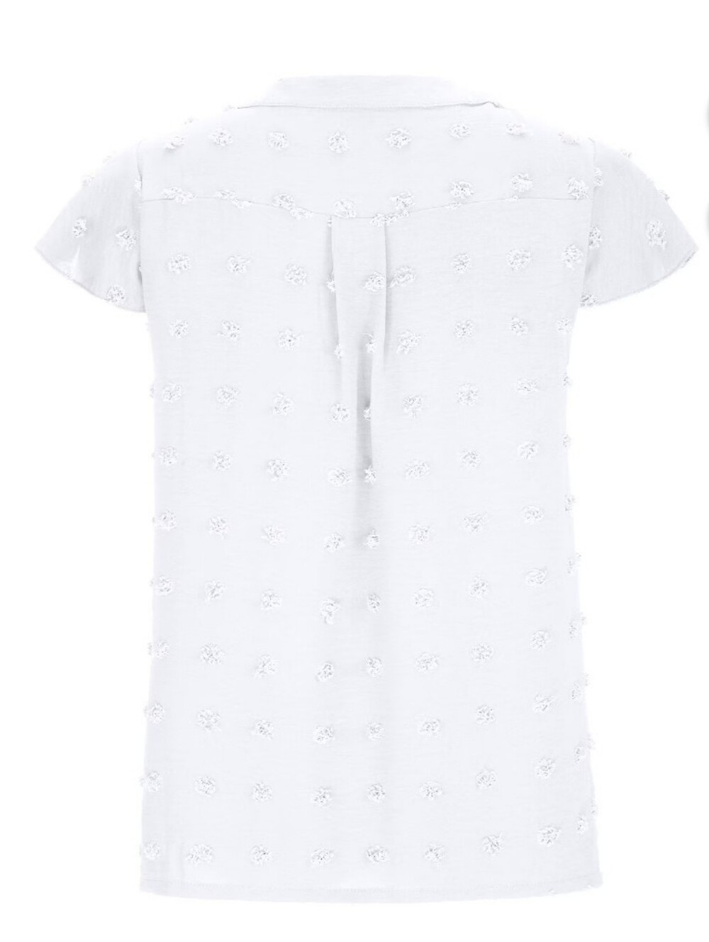Fantaslook White Textured V-Neck Short Sleeve Top Size Large - Picture 4 of 9